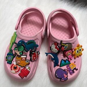 CROCS Kids Pink Sandals with Colorful Charms